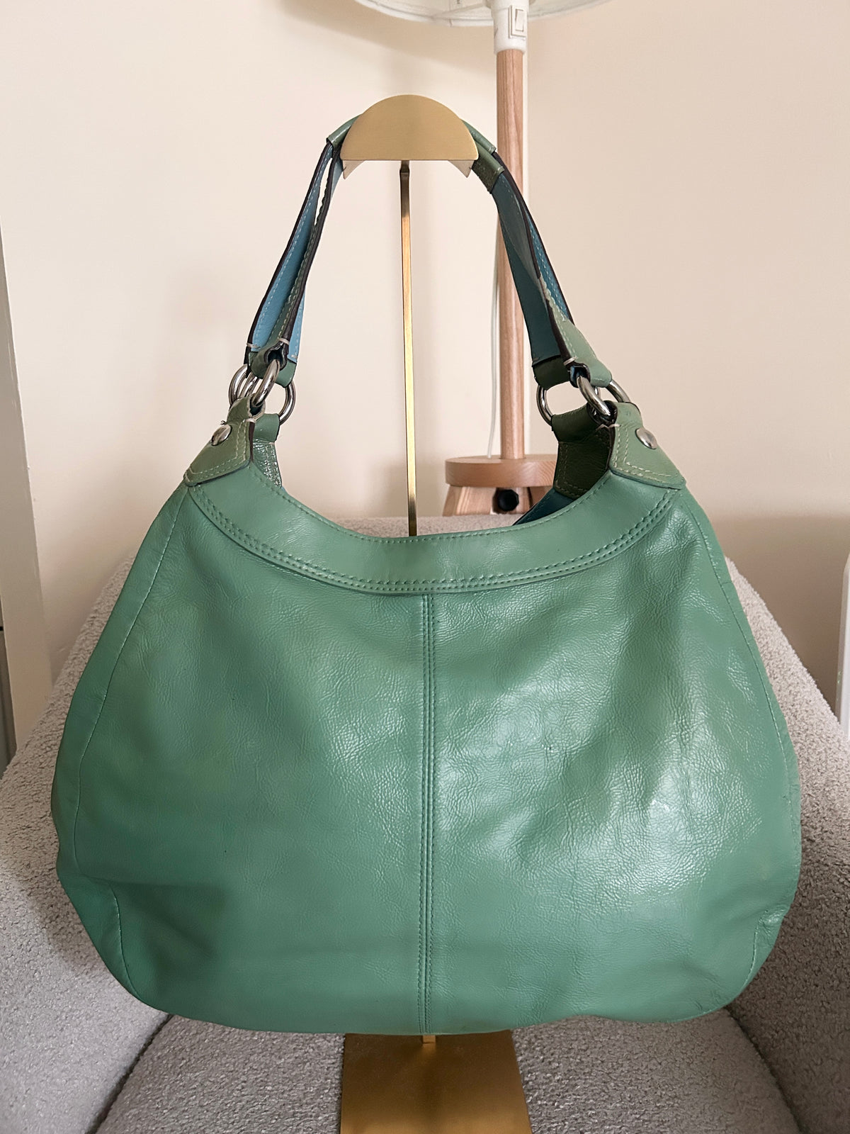 Vintage Coach Soho buckle green leather shoulder bag