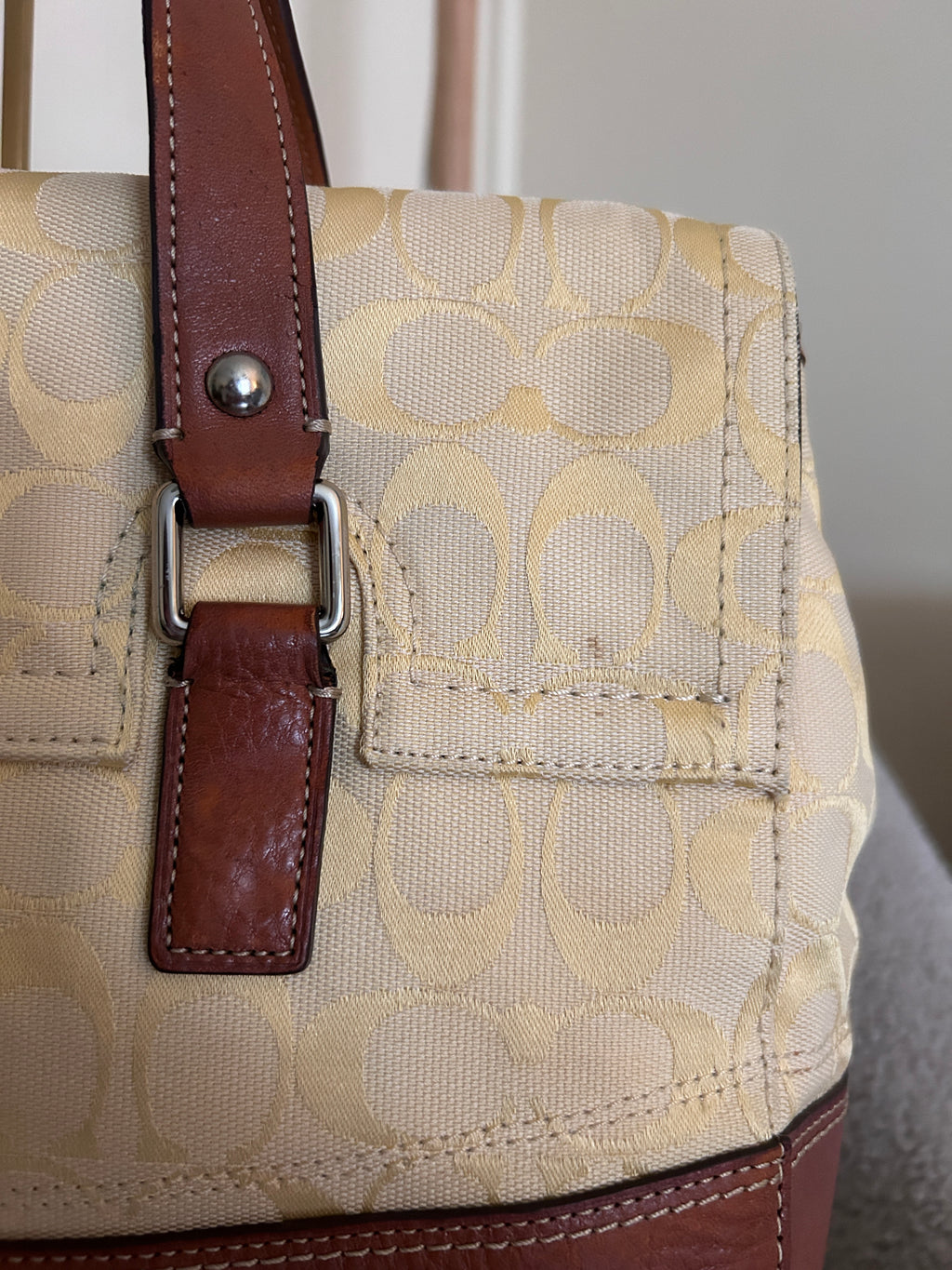 Vintage Coach yellow monogram shoulder bag