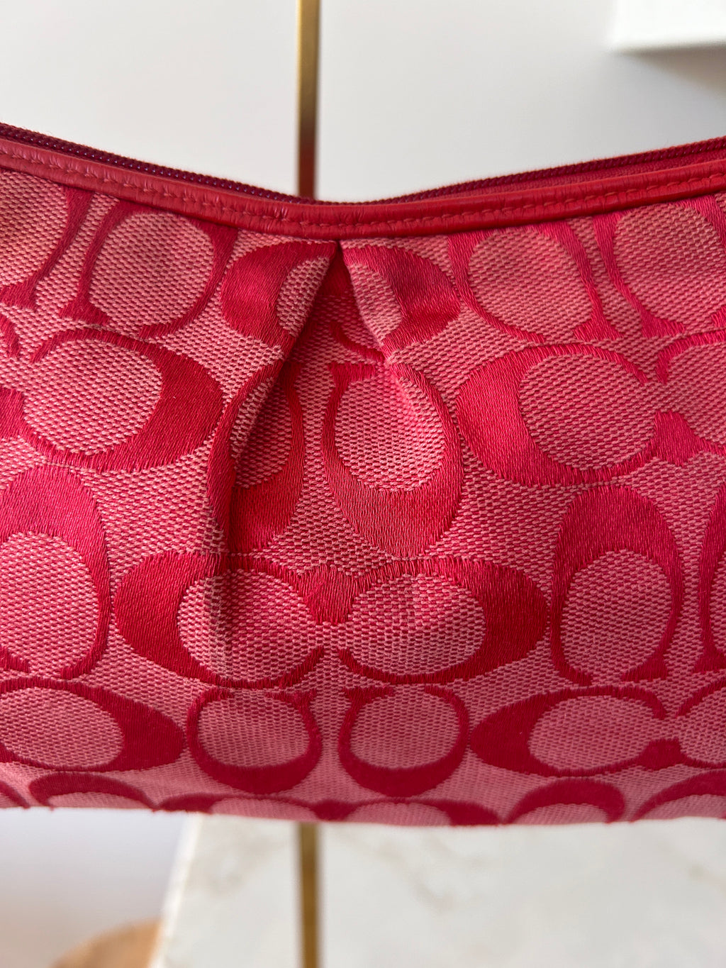 Vintage Coach red monogram small shoulder bag