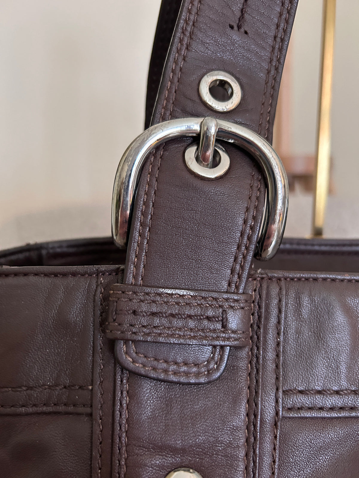 Vintage Coach brown leather Soho tote shoulder bag