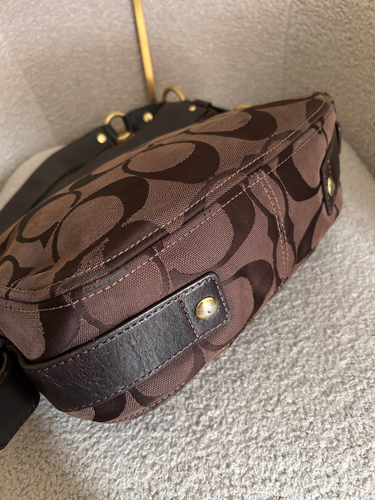 Vintage Coach chocolate brown Zoe shoulder bag