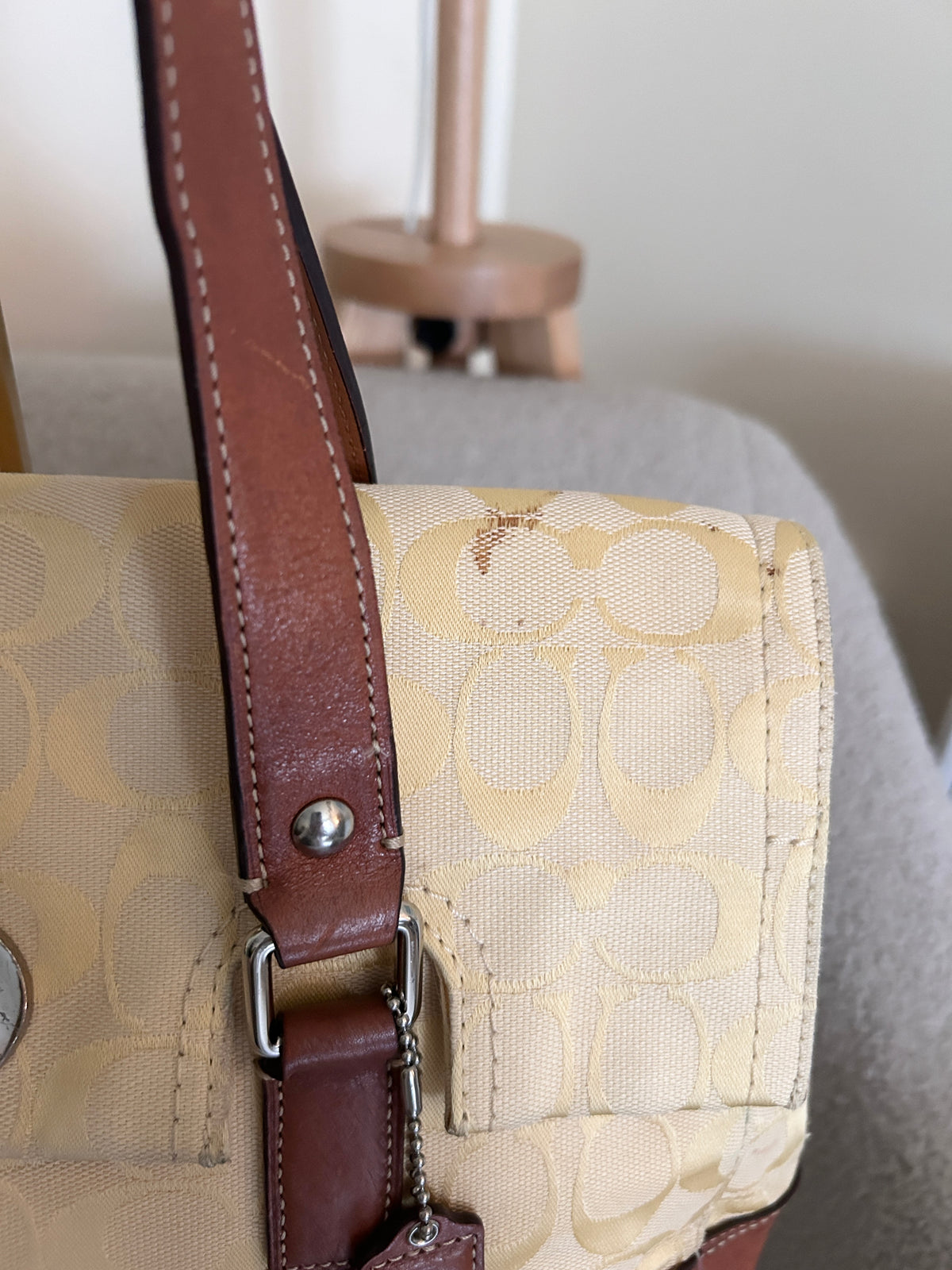 Vintage Coach yellow monogram shoulder bag