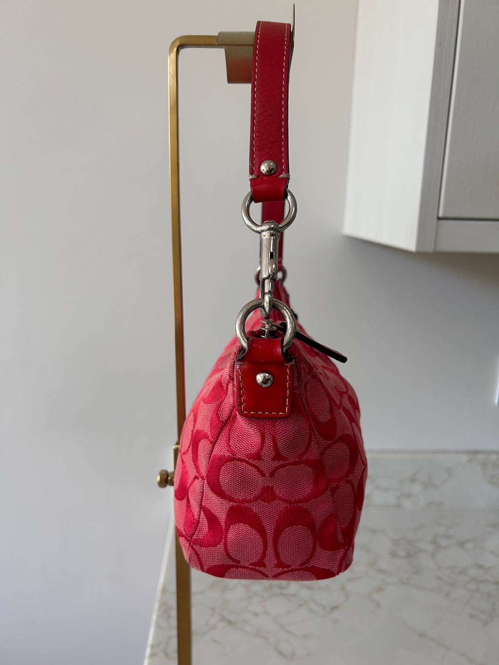 Vintage Coach red monogram small shoulder bag