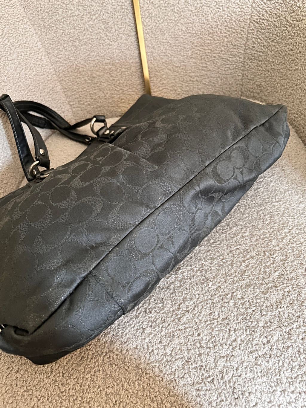 Vintage Coach black monogram tote shoulder bag