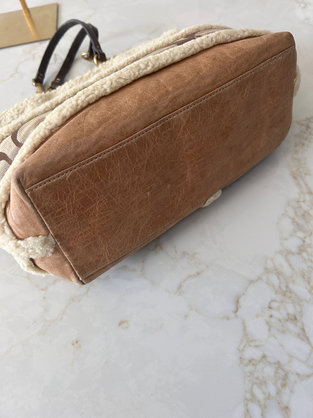 Vintage Coach sherpa patchwork shoulder bag