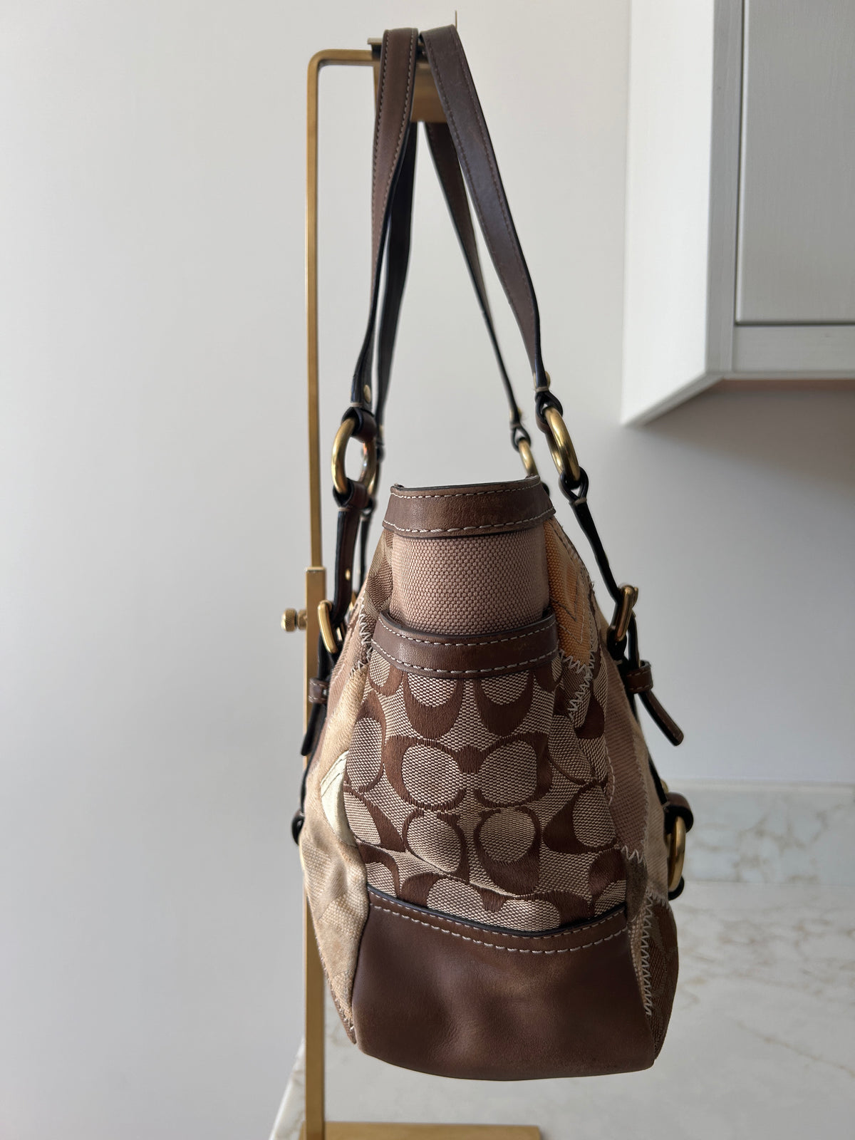 Vintage Coach patchwork tote shoulder bag