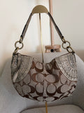 Vintage Coach signature monogram gold leather shoulder bag