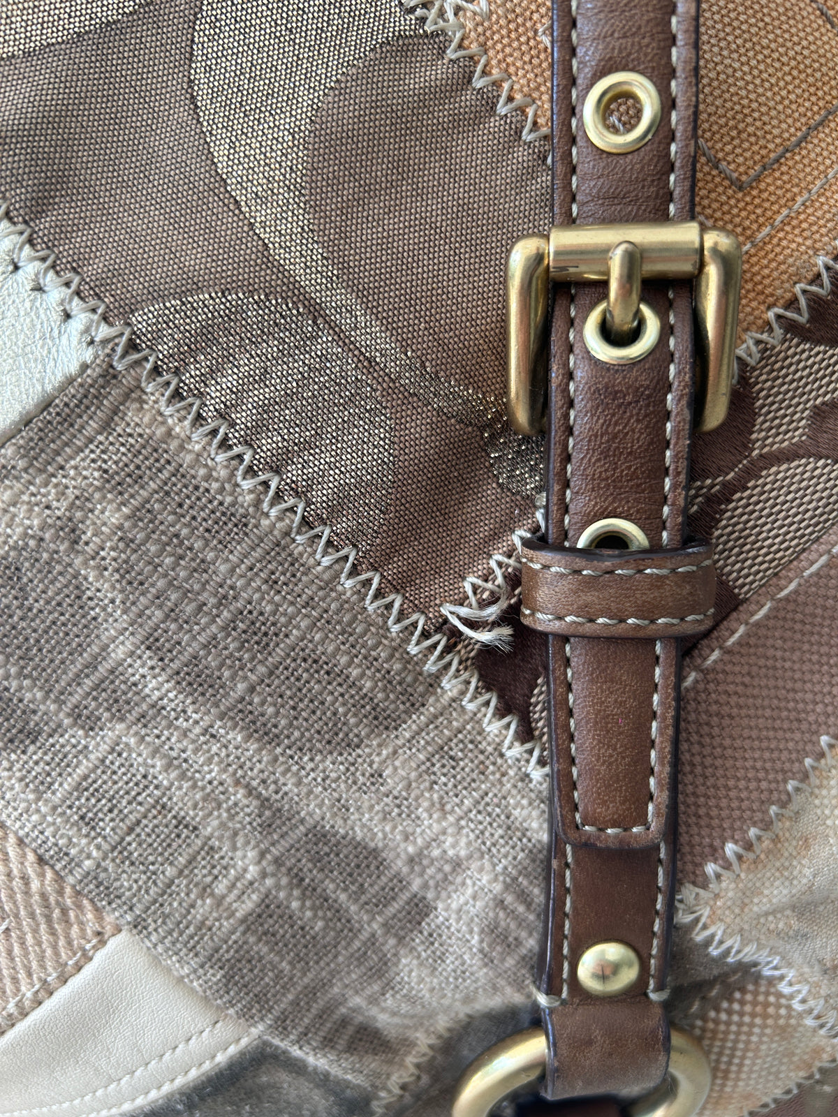 Vintage Coach patchwork tote shoulder bag