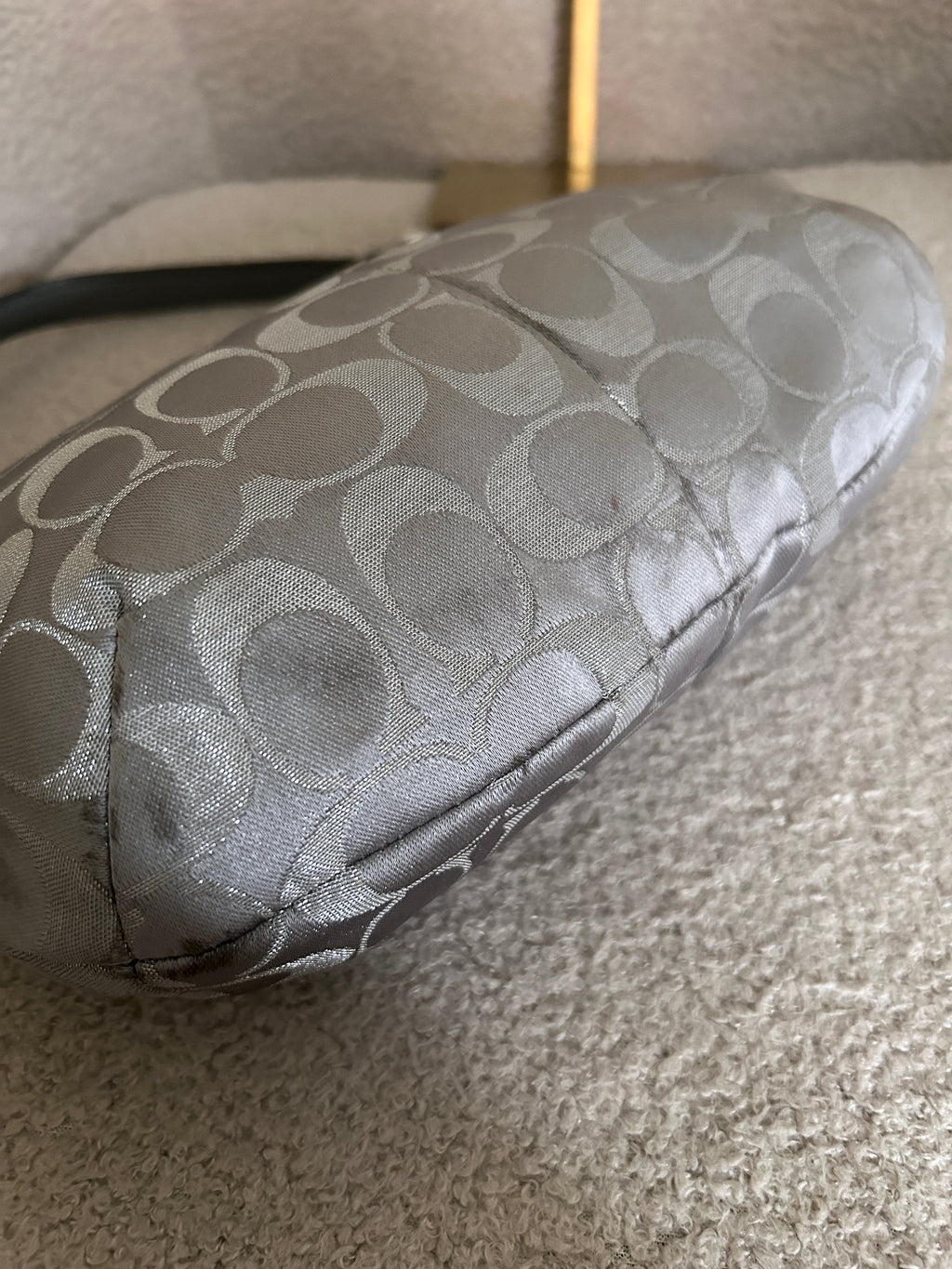 Vintage Coach grey monogram mini shoulder bag