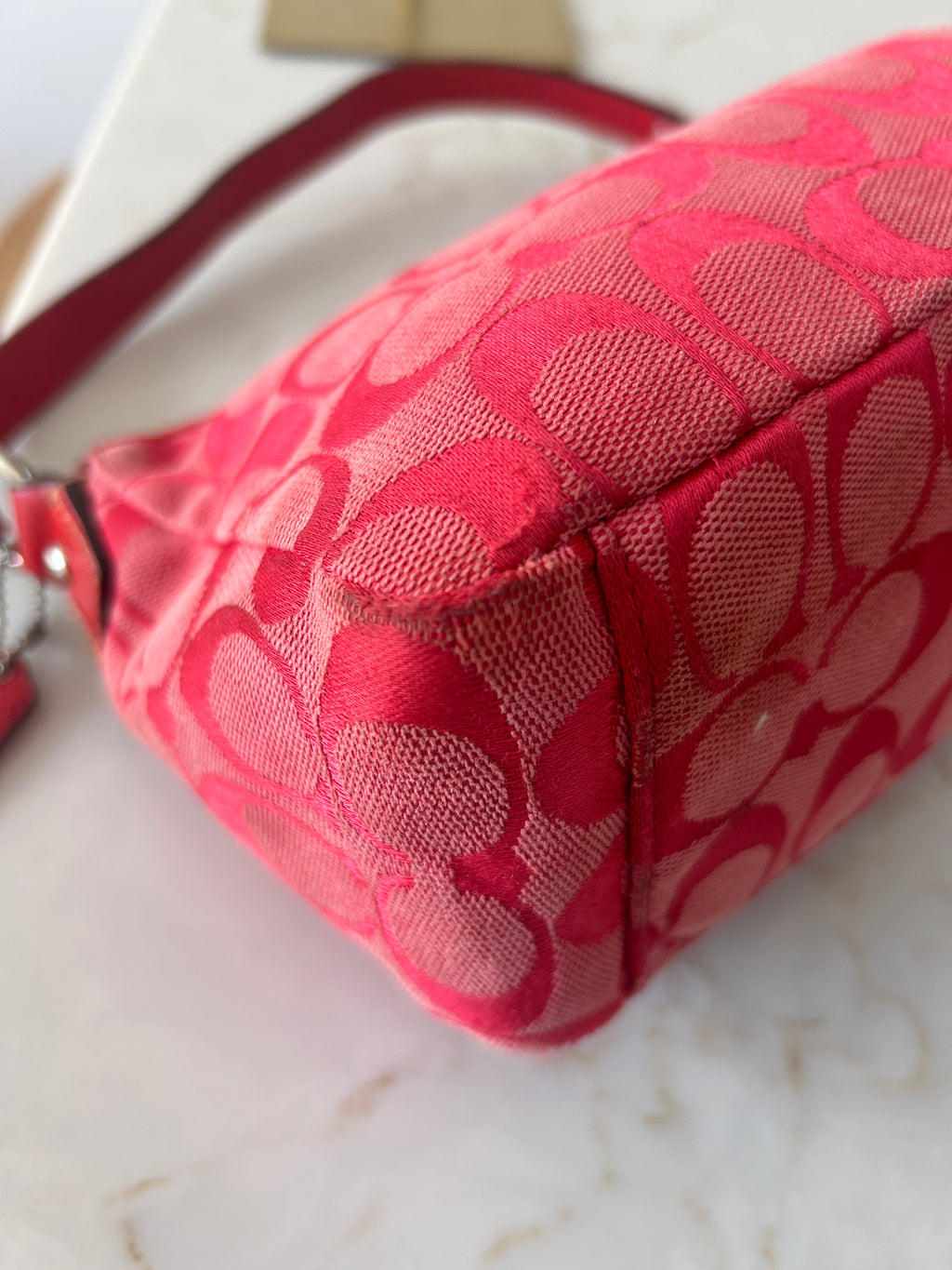 Vintage Coach red monogram small shoulder bag