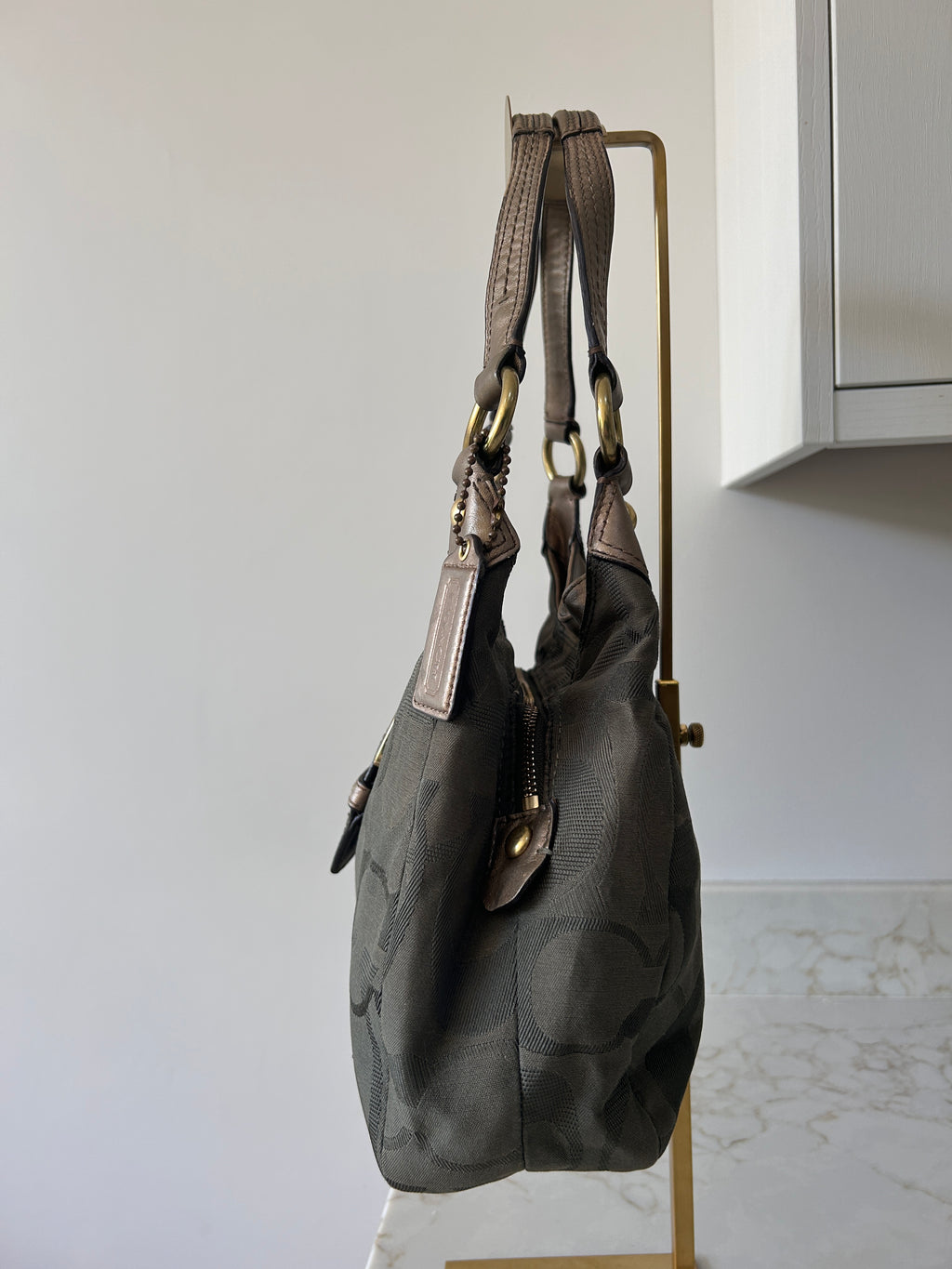 Vintage Coach olive green Soho tote shoulder bag