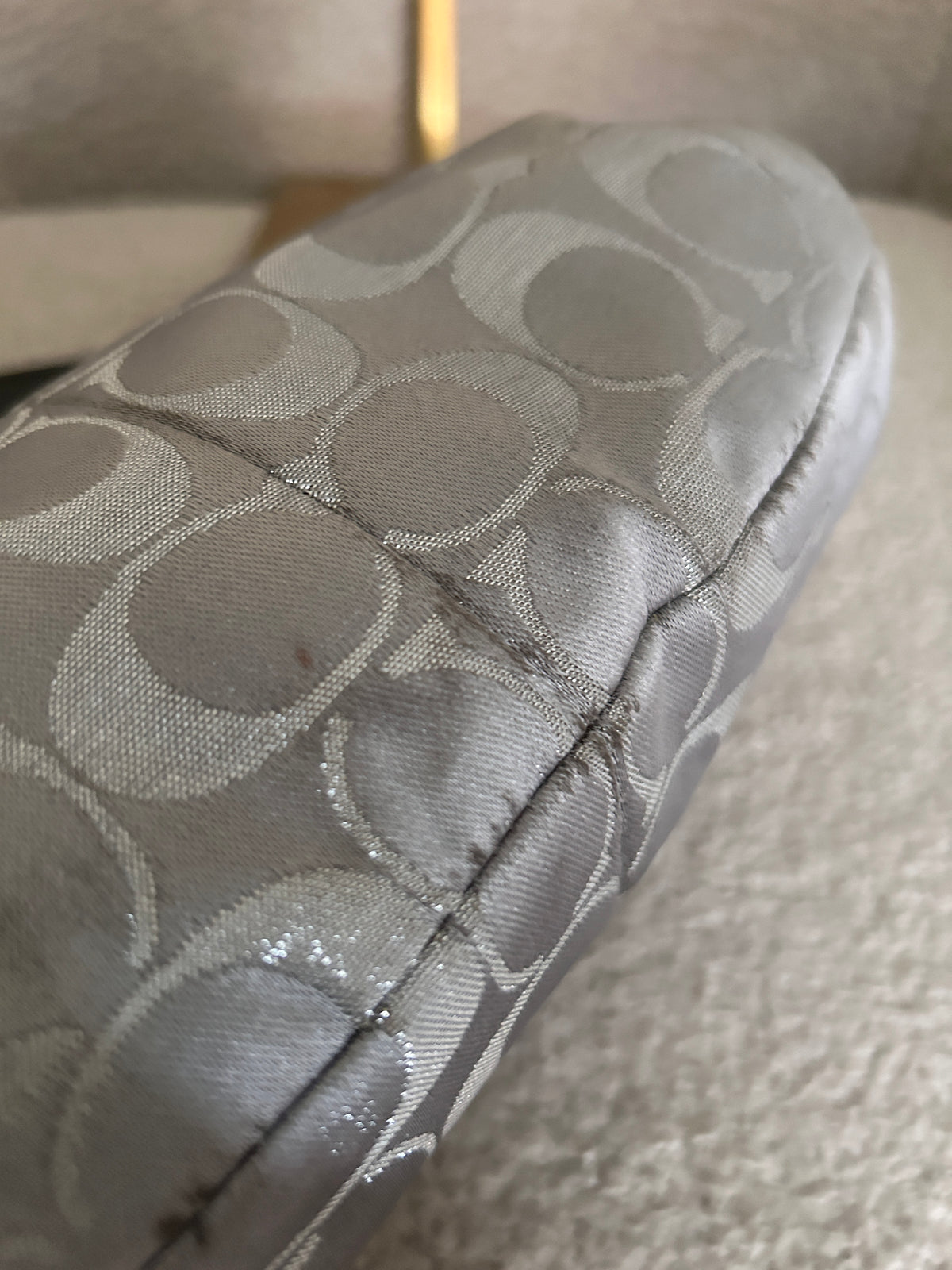 Vintage Coach grey monogram mini shoulder bag