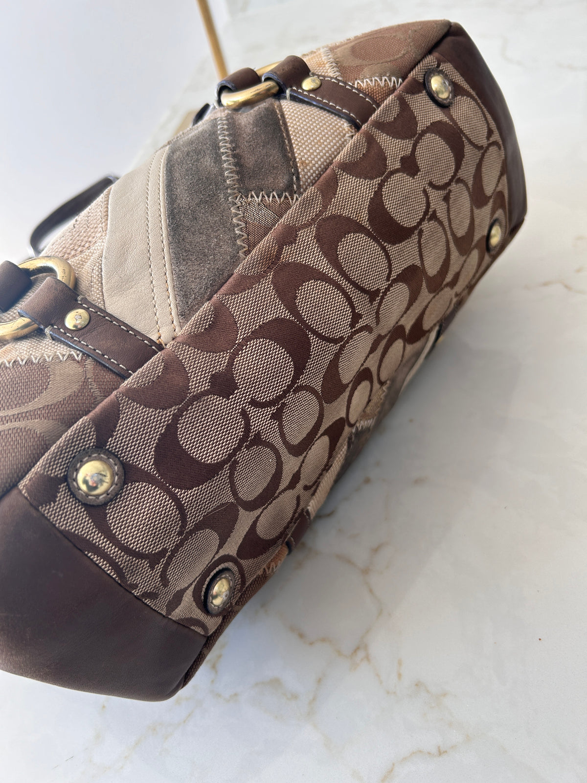 Vintage Coach patchwork tote shoulder bag