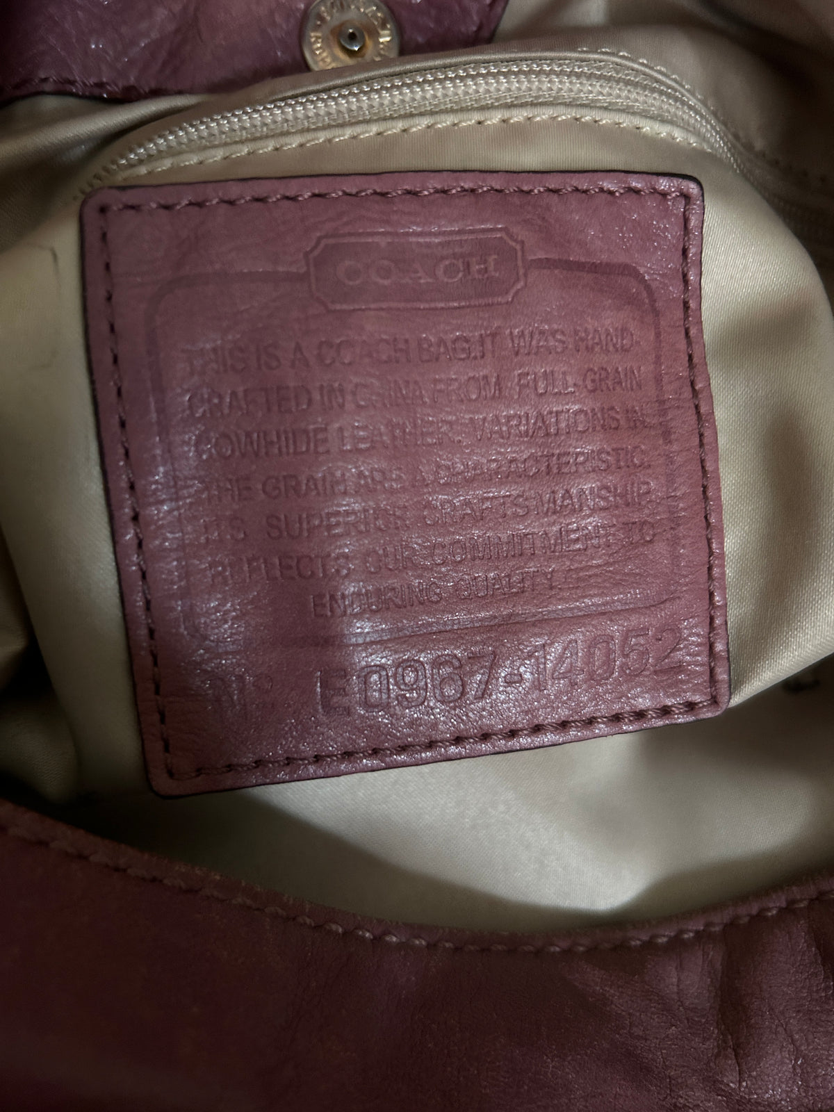 Vintage Coach purple leather tote shoulder bag
