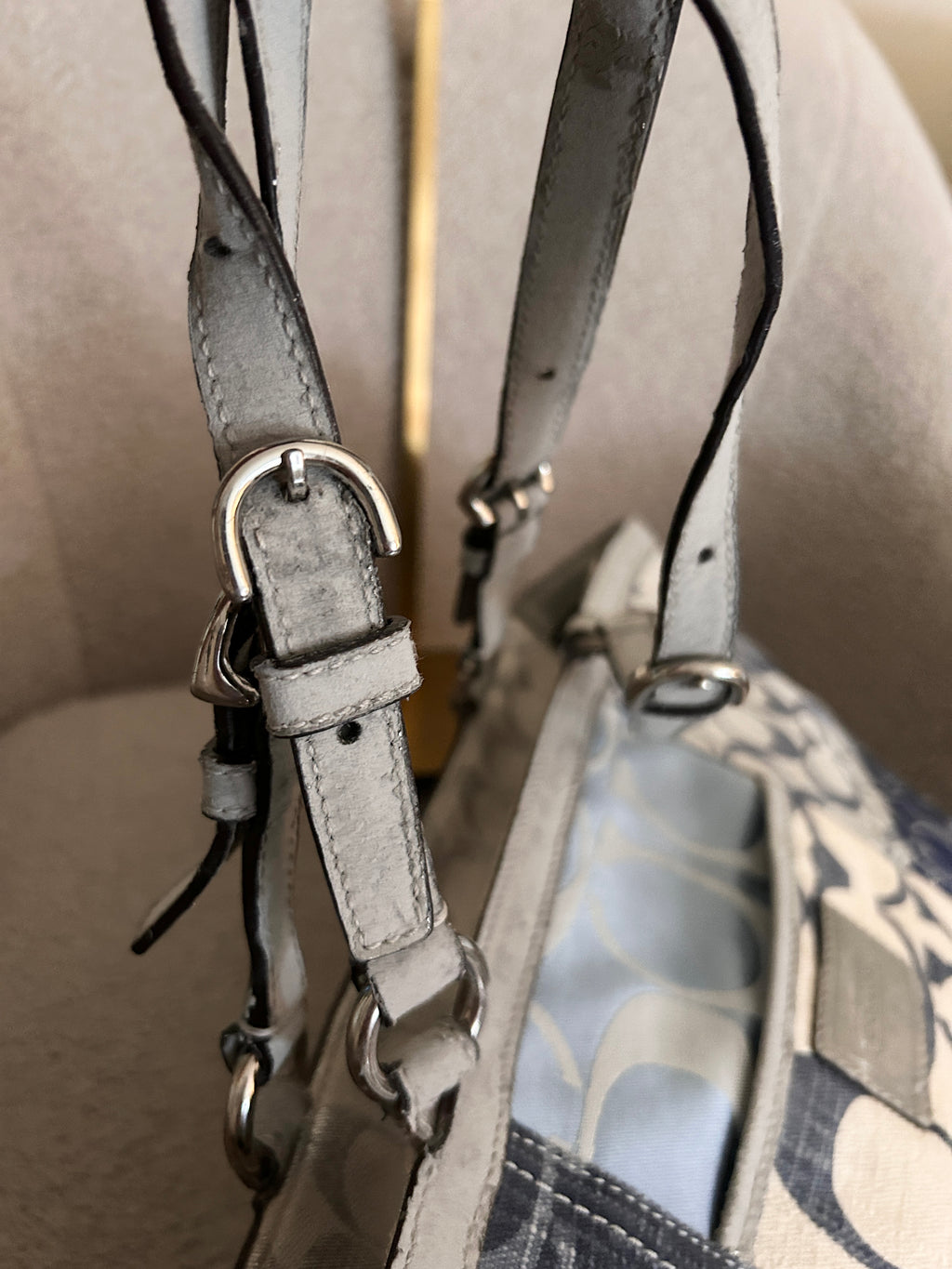 Vintage Coach denim patchwork tote shoulder bag