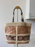 Vintage Coach sherpa patchwork shoulder bag