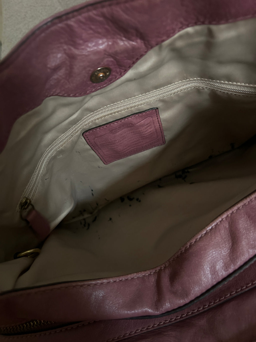 Vintage Coach purple leather tote shoulder bag
