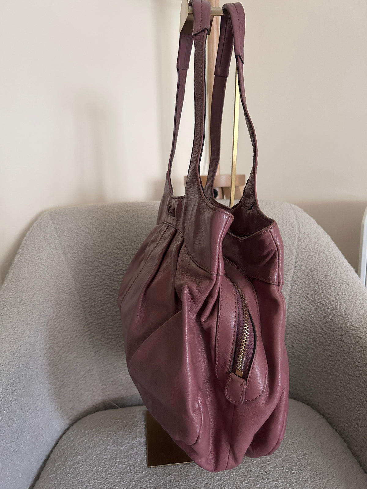 Vintage Coach purple leather tote shoulder bag