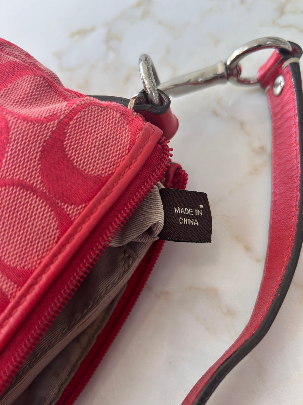 Vintage Coach red monogram small shoulder bag