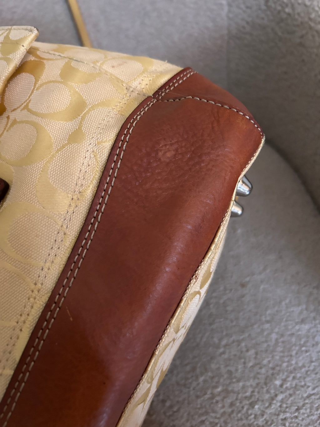 Vintage Coach yellow monogram shoulder bag