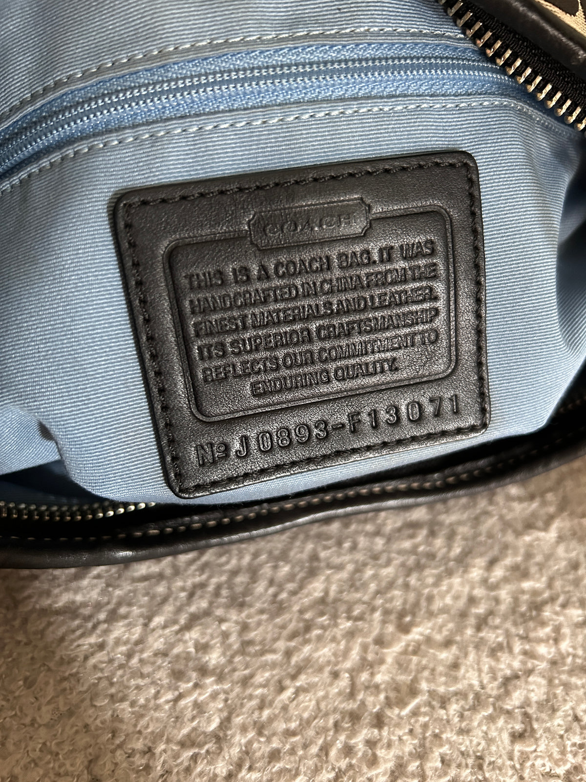 Vintage Coach black monogram clip shoulder bag