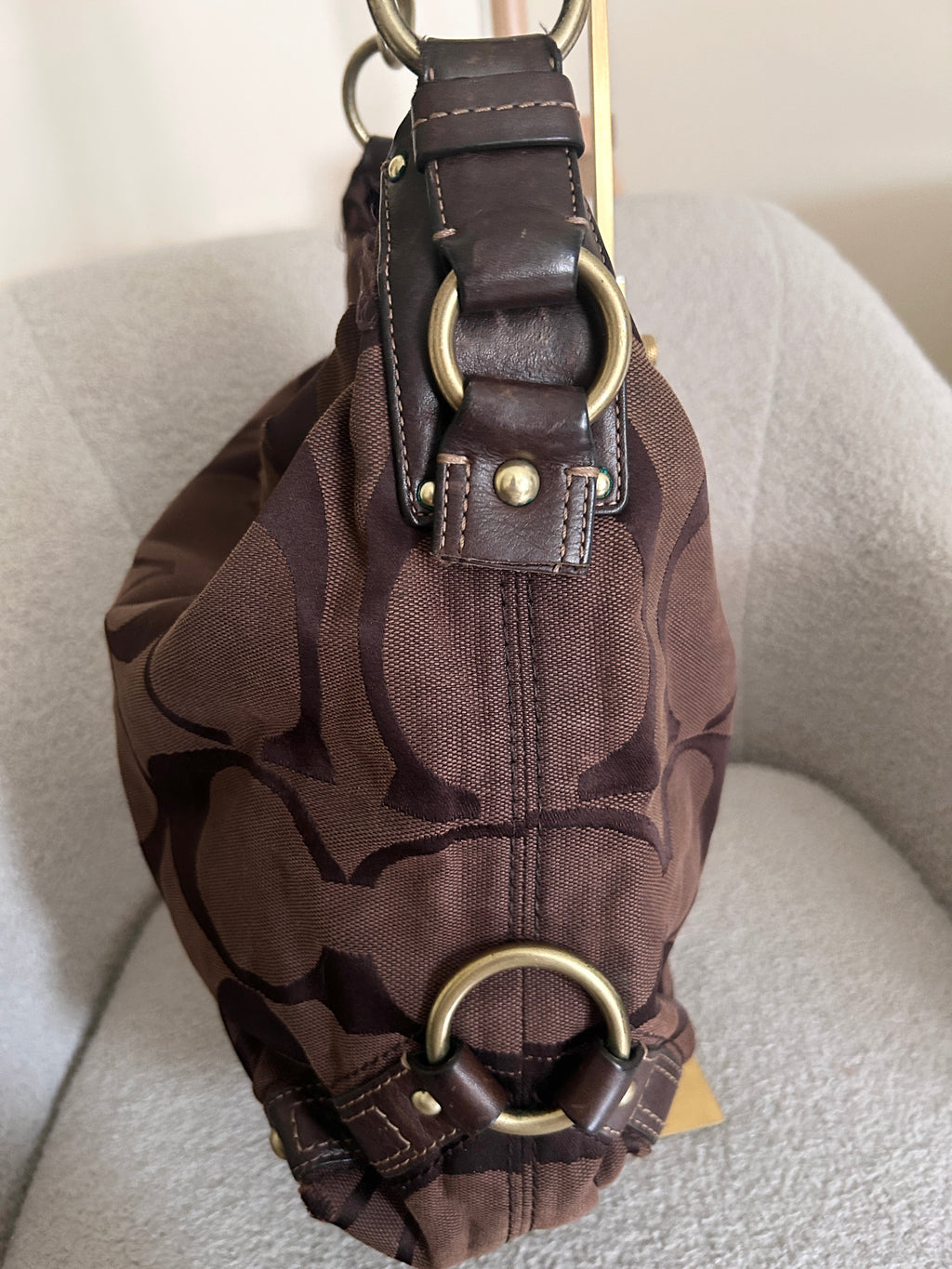 Vintage Coach chocolate brown Carly shoulder bag