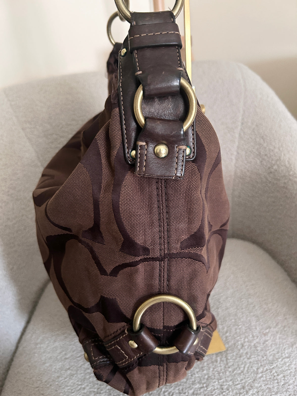 Vintage Coach chocolate brown Carly shoulder bag