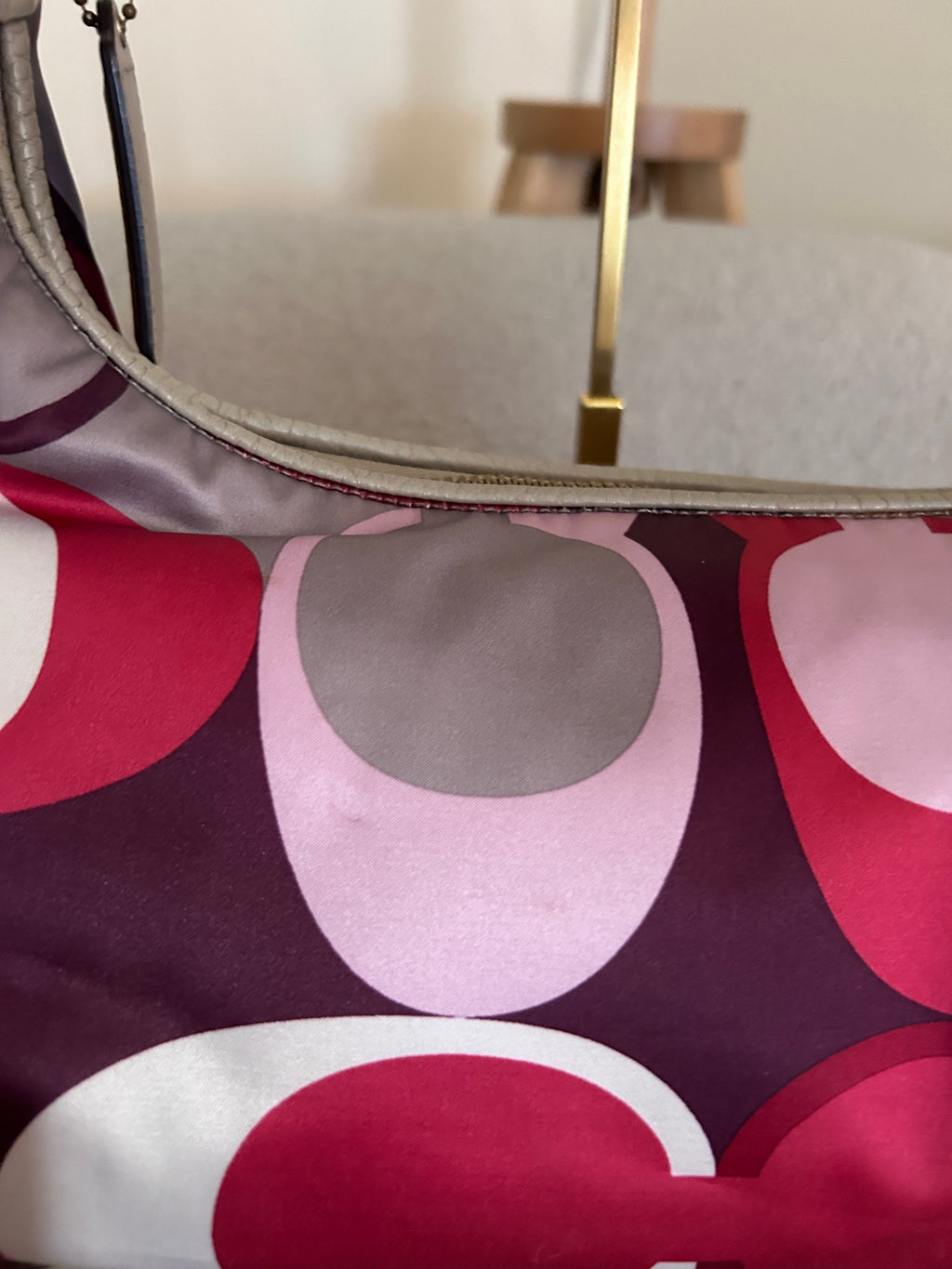 Vintage Coach burgundy and pink monogram shoulder bag