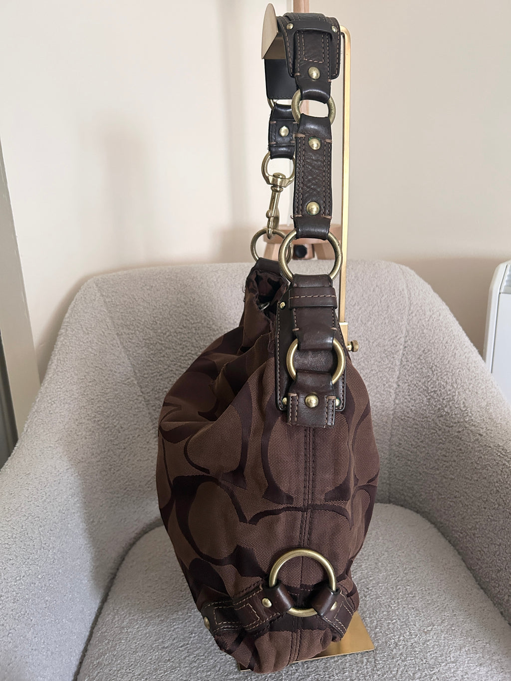 Vintage Coach chocolate brown Carly shoulder bag