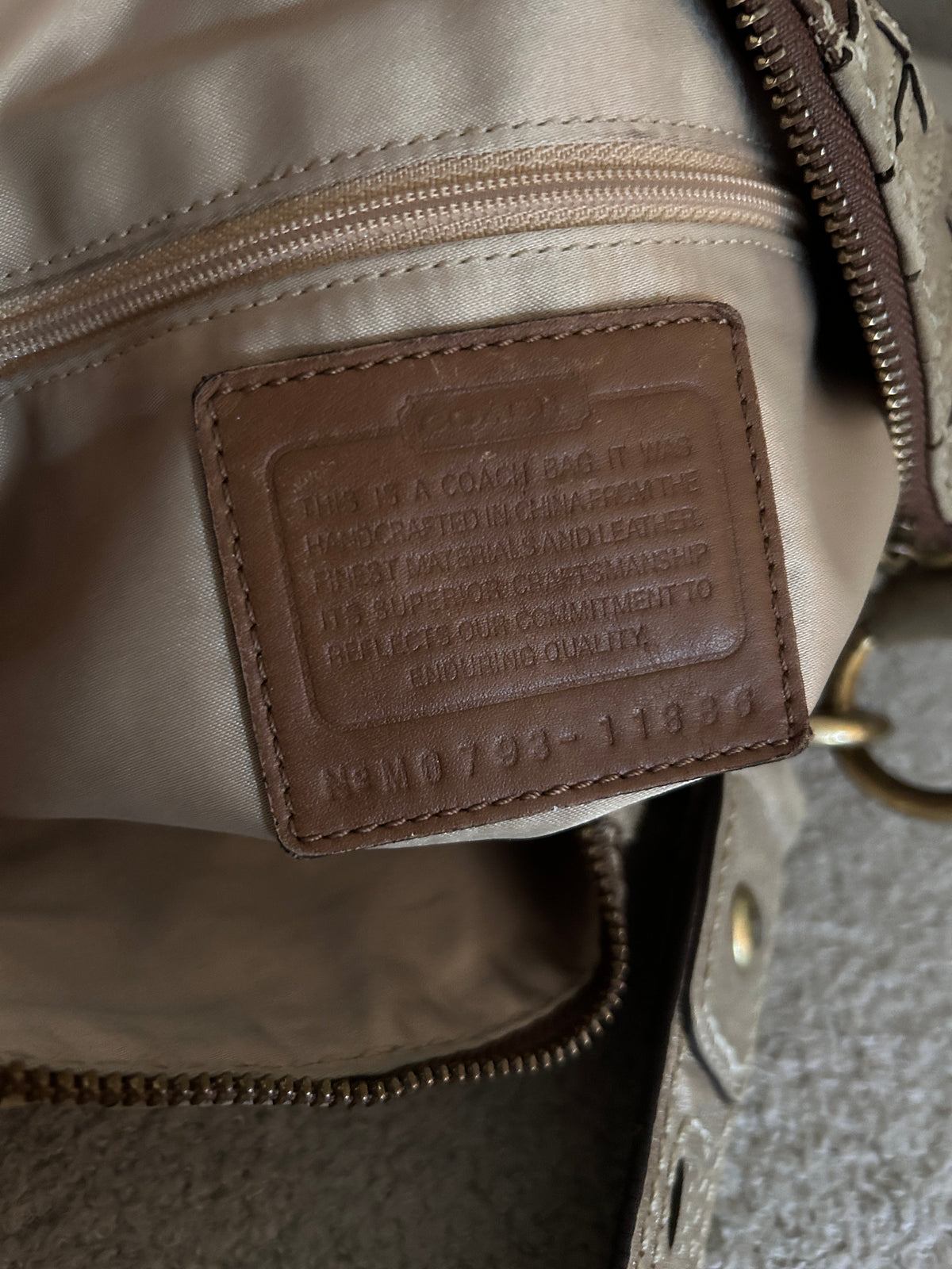 Vintage Coach signature monogram gold leather shoulder bag
