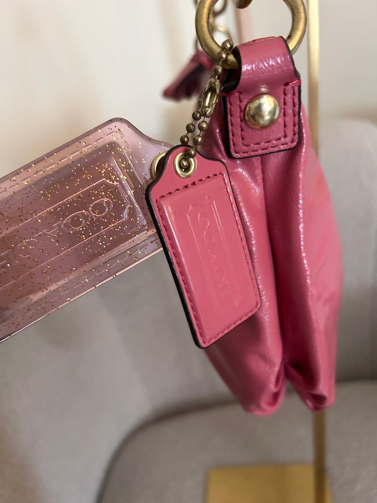 Vintage Coach pink leather Poppy shoulder bag