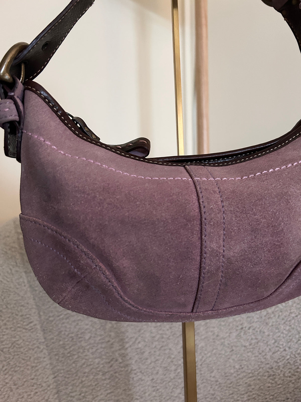 Vintage Coach purple suede shoulder bag