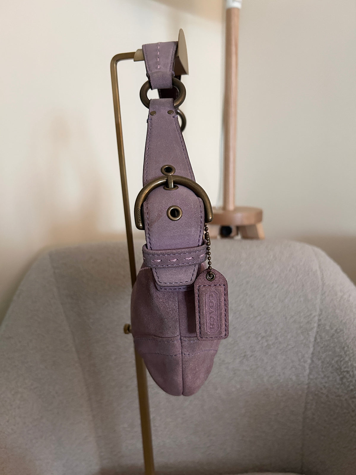 Vintage Coach purple suede shoulder bag
