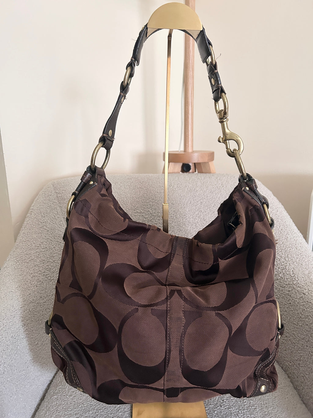 Vintage Coach chocolate brown Carly shoulder bag