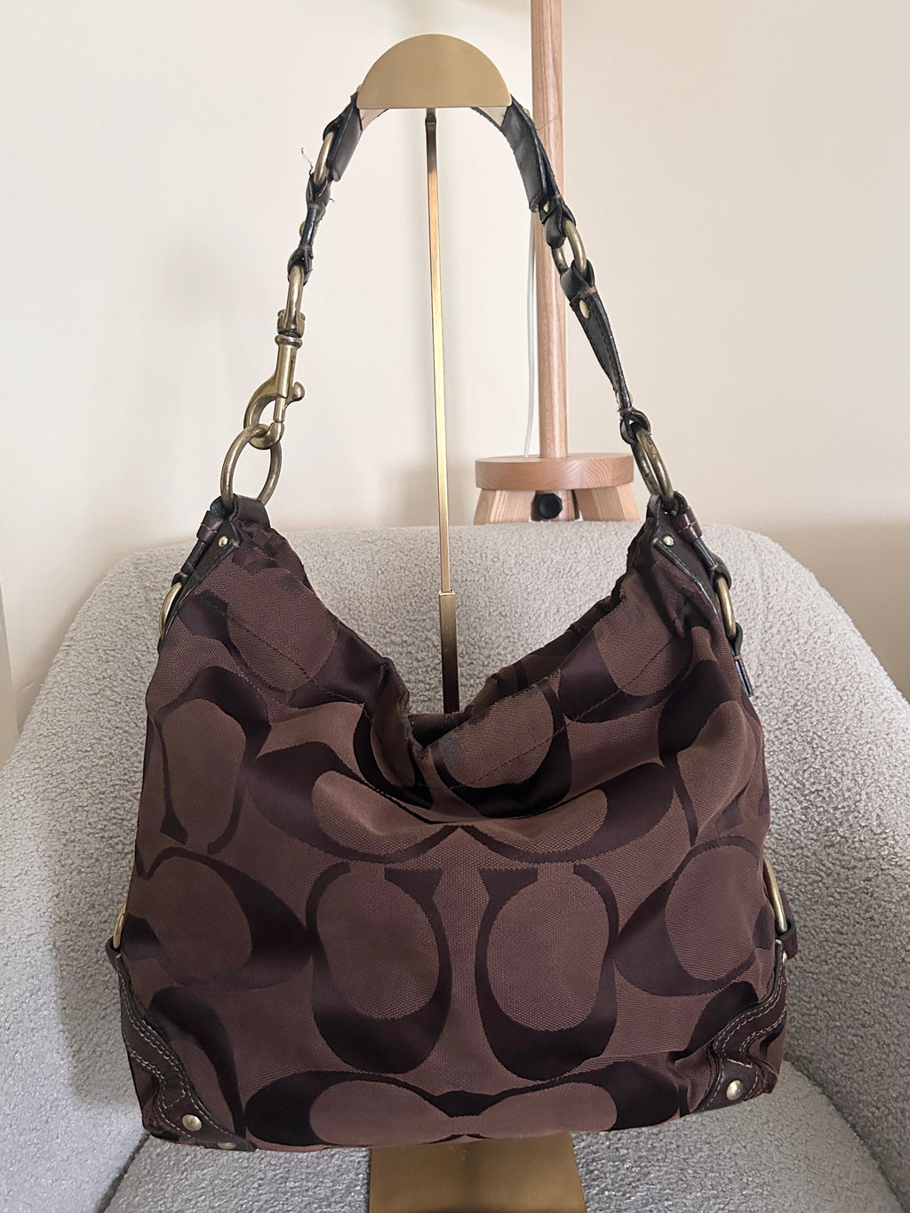 Vintage Coach chocolate brown Carly shoulder bag