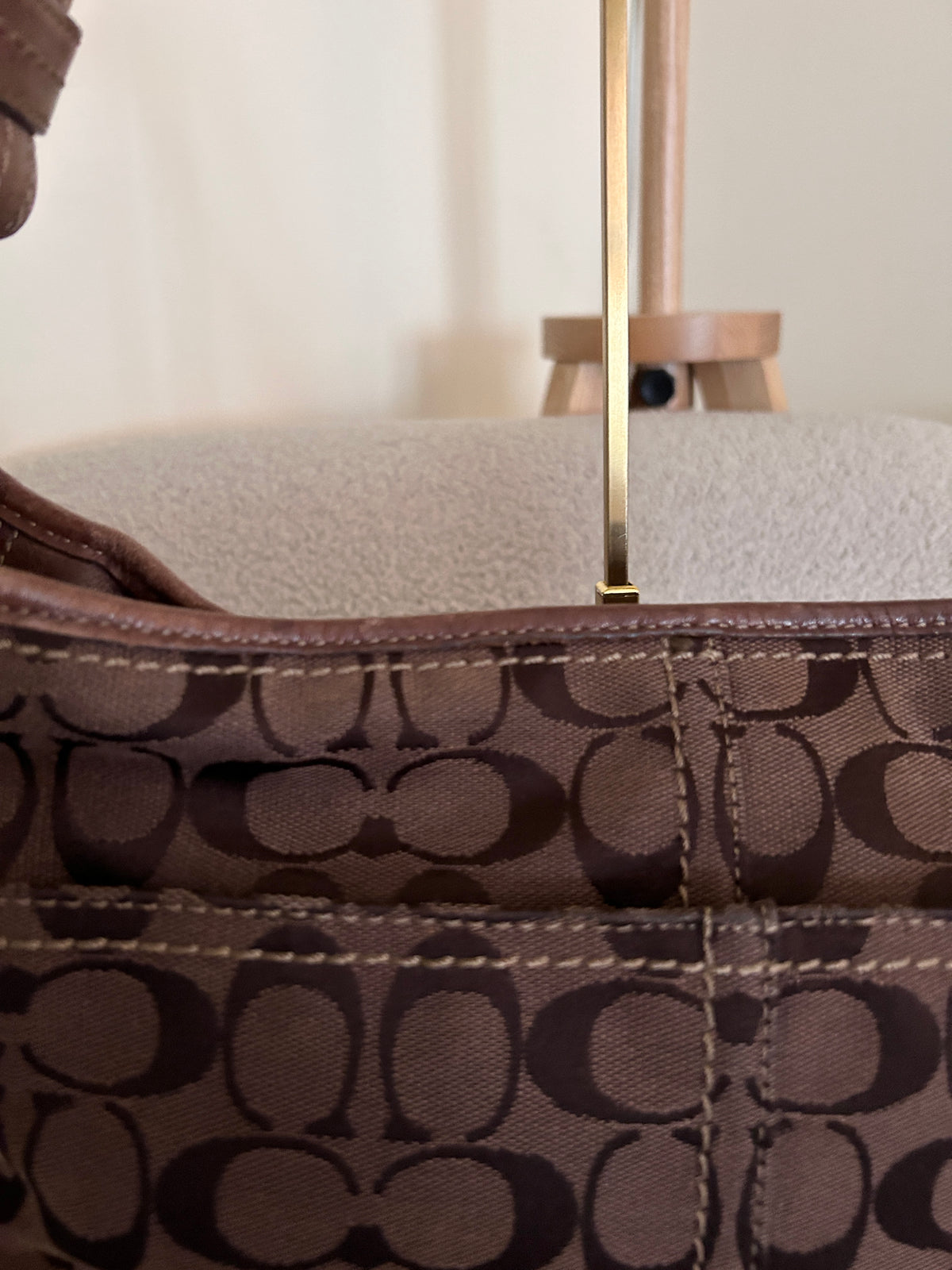 Vintage Coach chocolate brown monogram shoulder bag