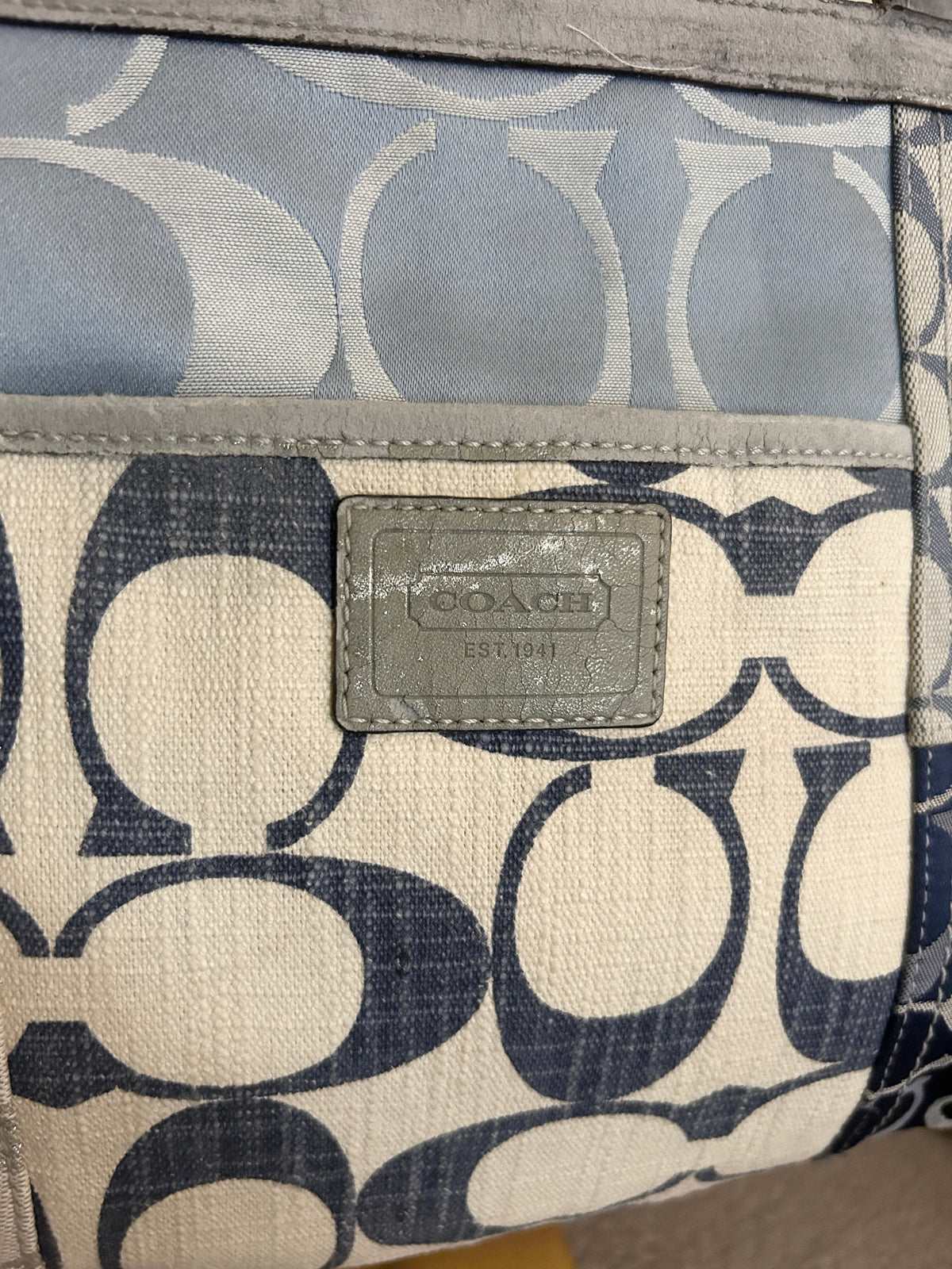 Vintage Coach denim patchwork tote shoulder bag