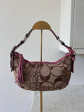 Vintage Coach patchwork and pink suede shoulder bag