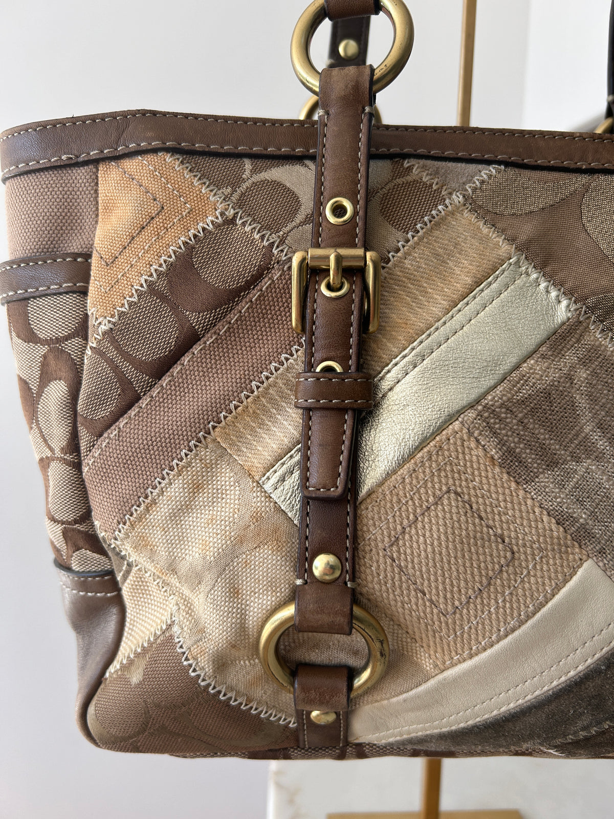 Vintage Coach patchwork tote shoulder bag