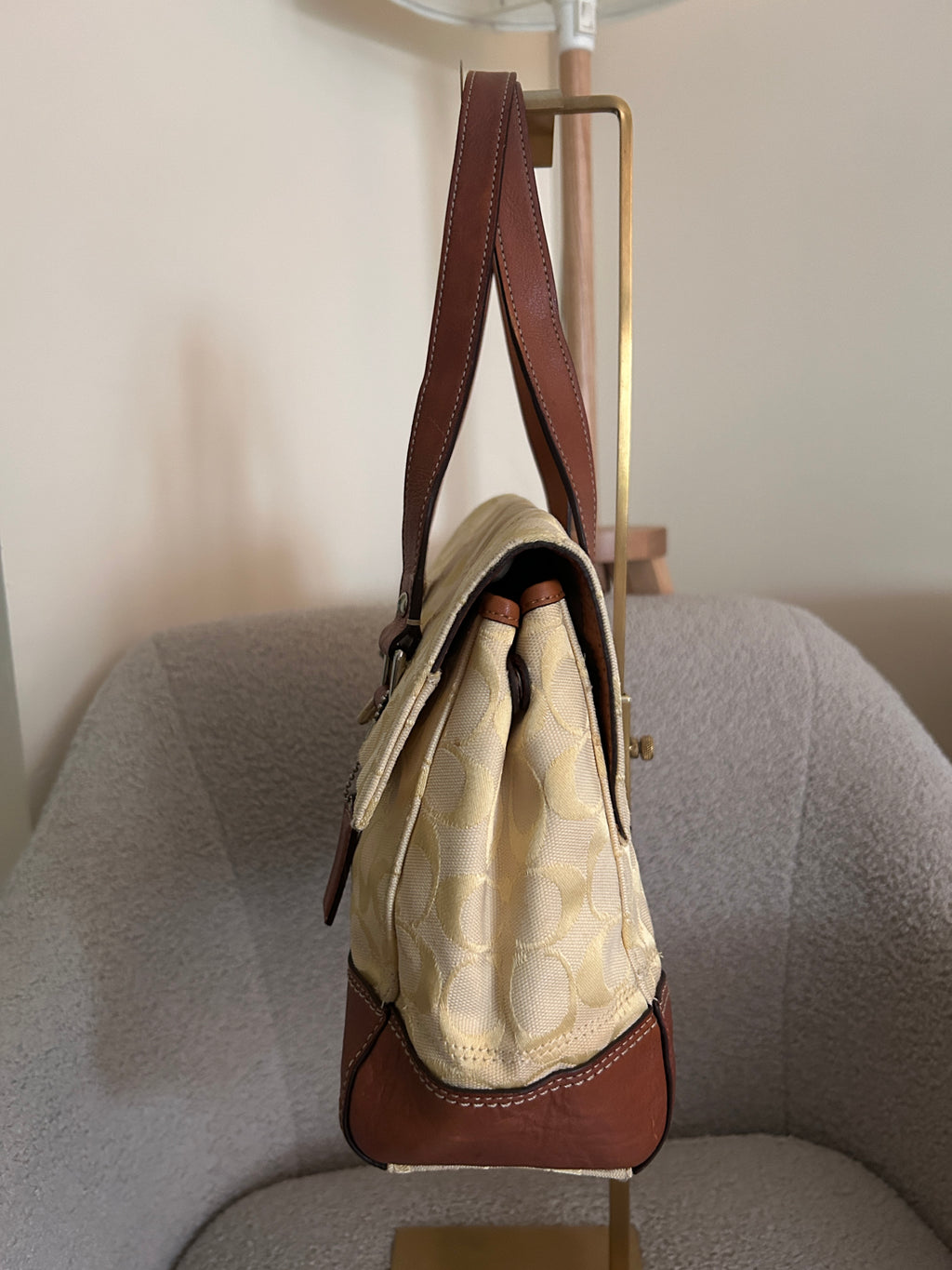 Vintage Coach yellow monogram shoulder bag