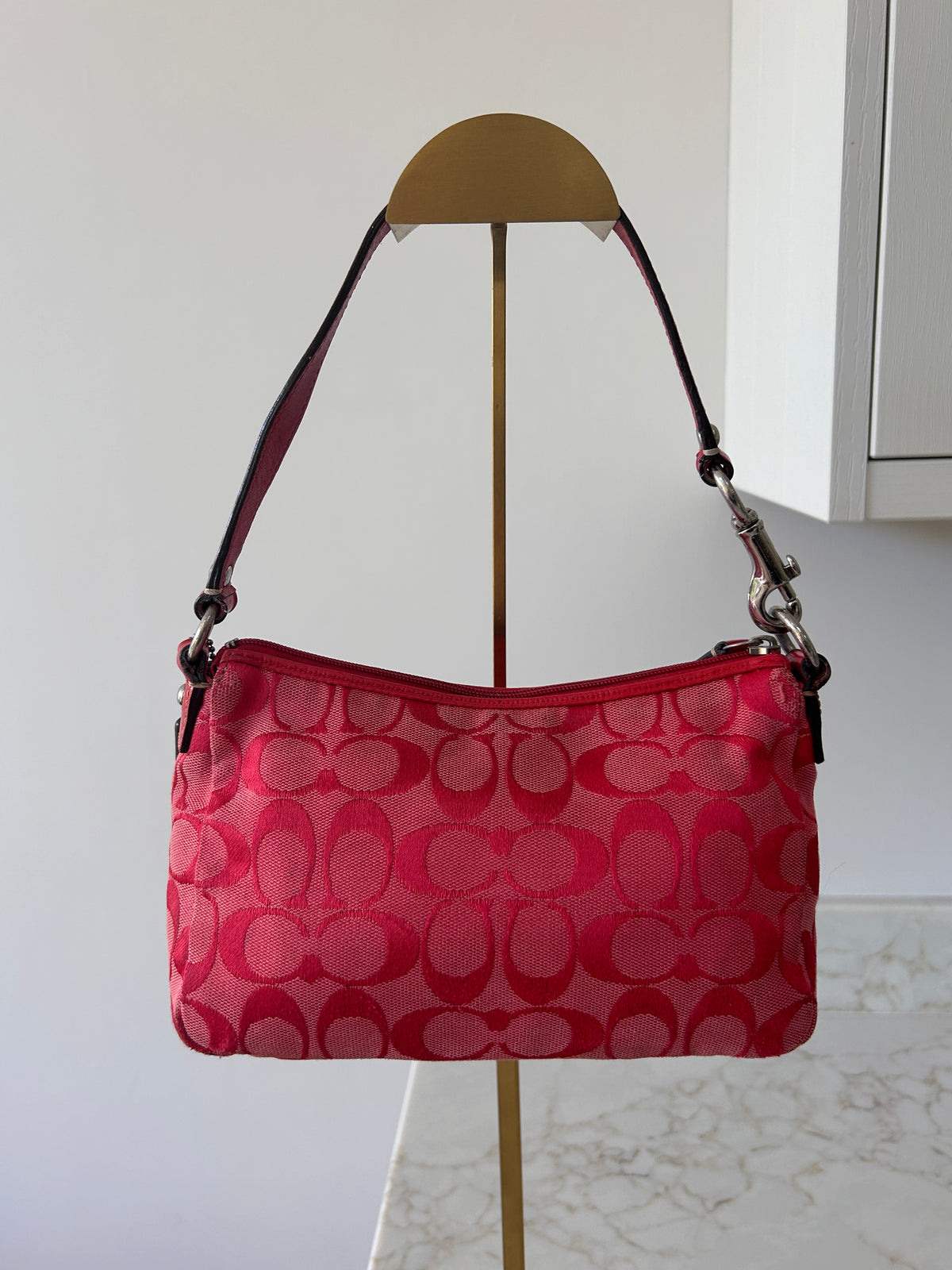 Vintage Coach red monogram small shoulder bag