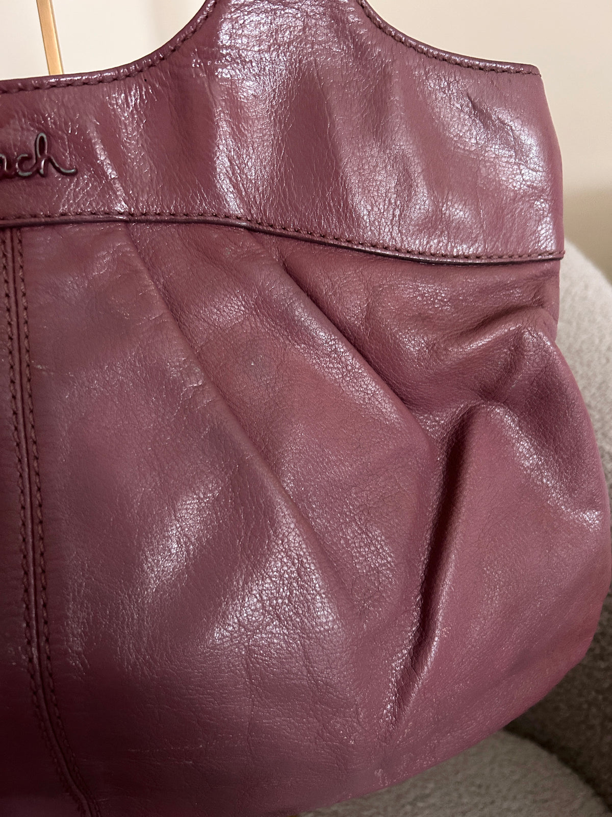 Vintage Coach purple leather tote shoulder bag