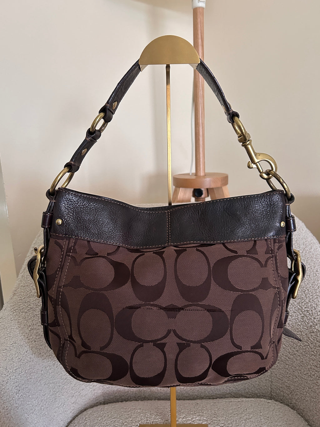 Vintage Coach chocolate brown Zoe shoulder bag