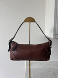 Vintage Coach brown leather baguette shoulder bag
