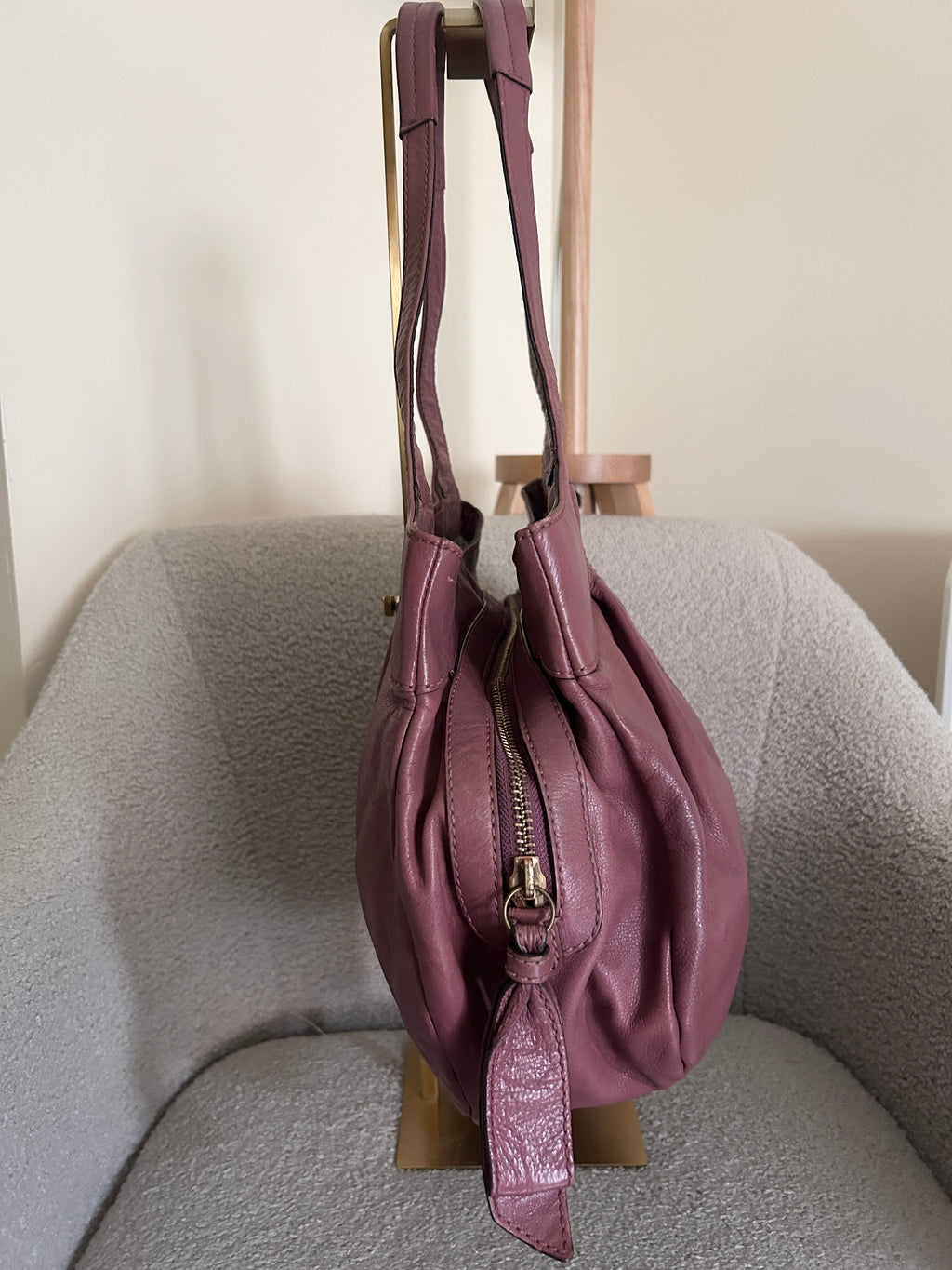 Vintage Coach purple leather tote shoulder bag