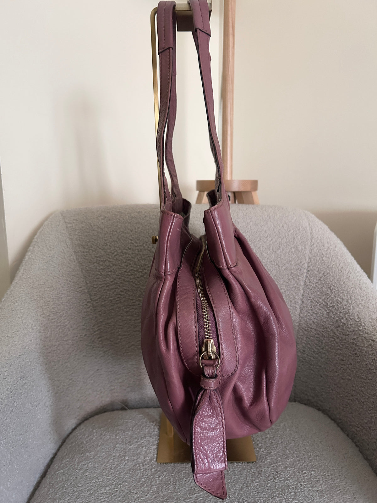 Vintage Coach purple leather tote shoulder bag