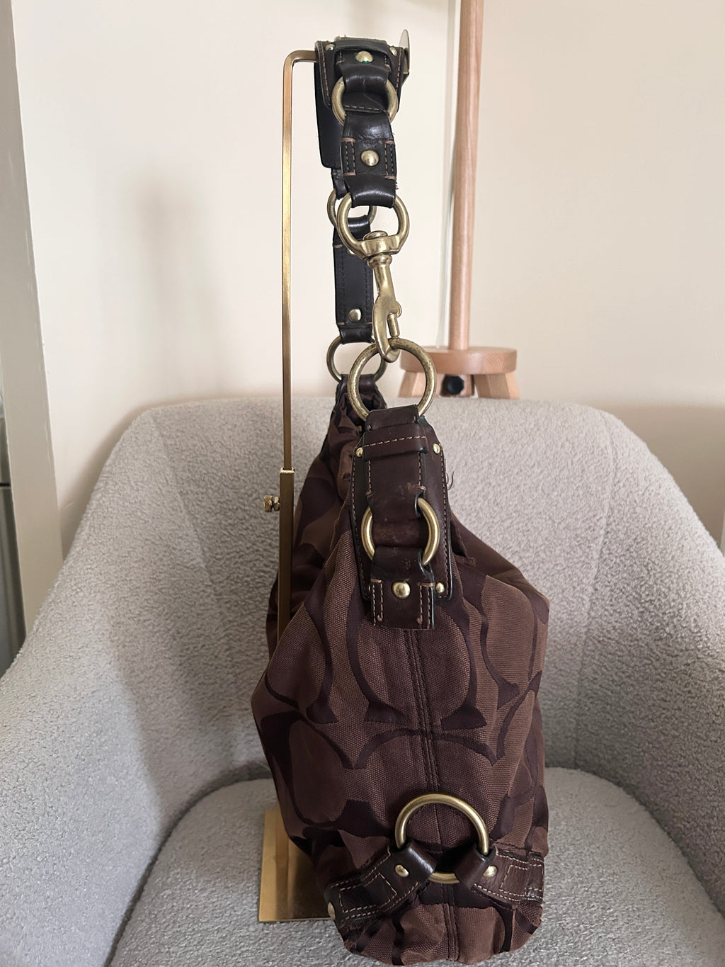 Vintage Coach chocolate brown Carly shoulder bag