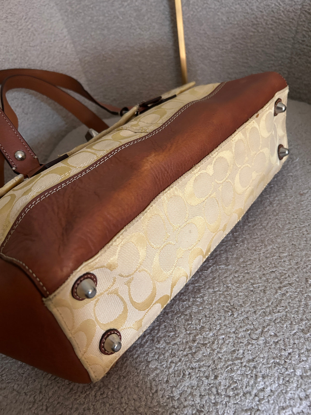 Vintage Coach yellow monogram shoulder bag