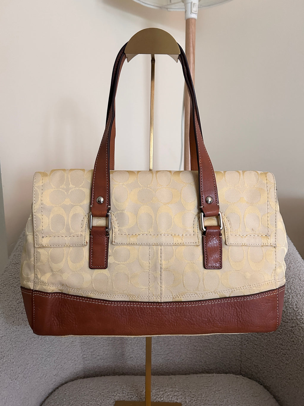 Vintage Coach yellow monogram shoulder bag