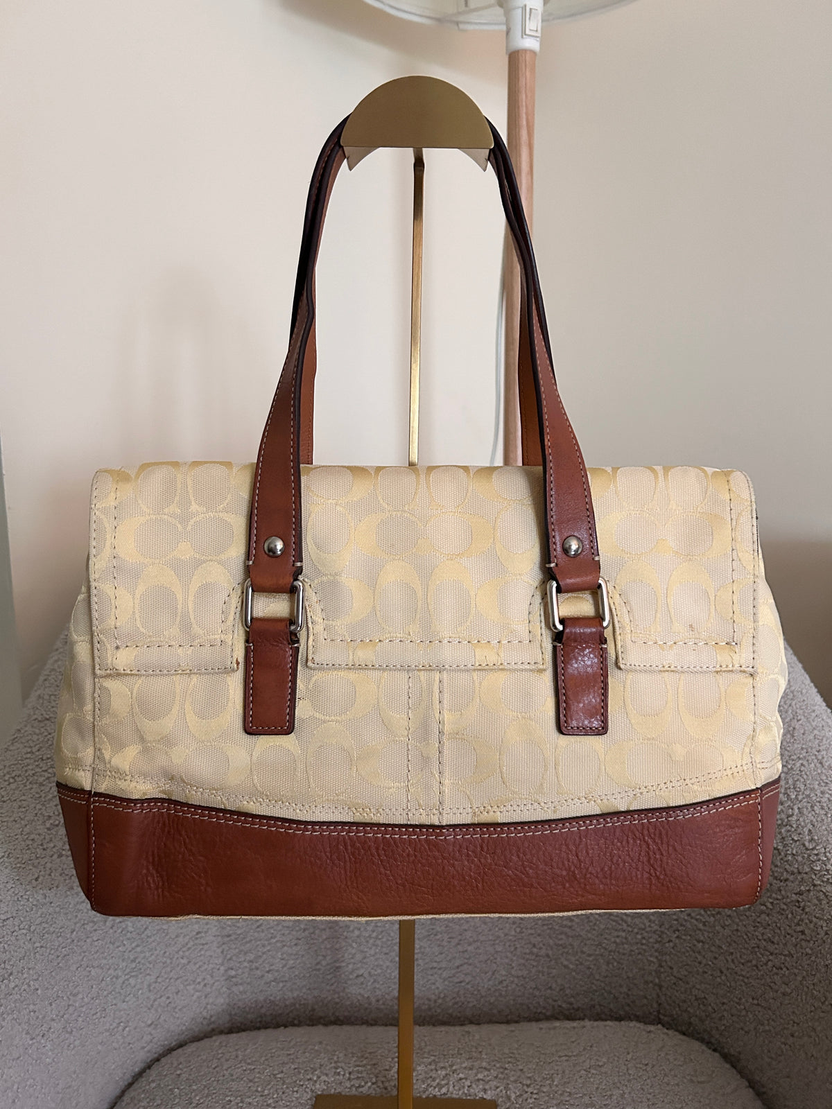 Vintage Coach yellow monogram shoulder bag